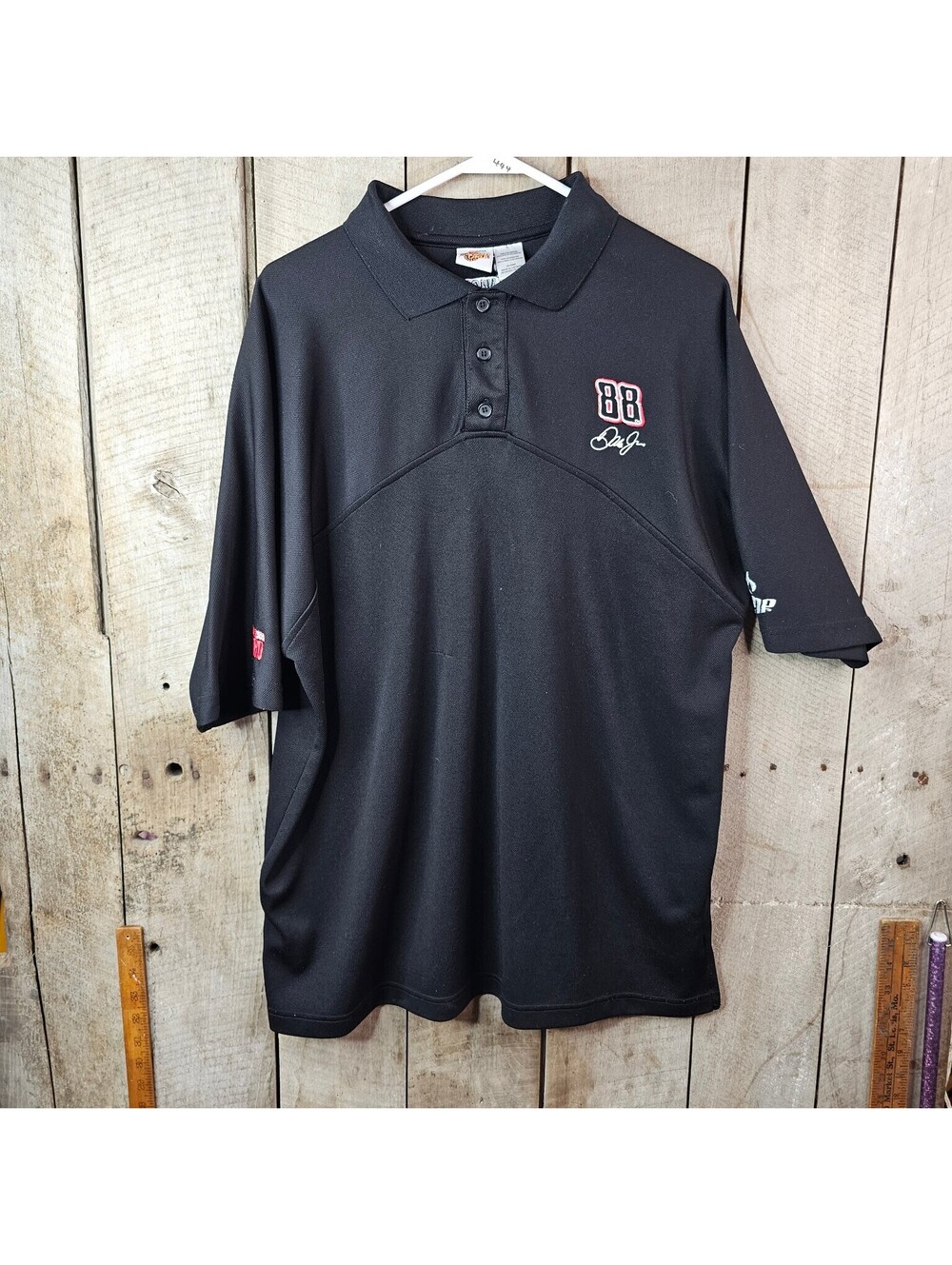 NASCAR Dale Earnhardt Jr. #88 Black Polo Shirt Men's Size L National Guard AMP